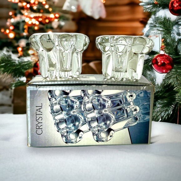 VTG Crystal 2 Pc. Candle Holder Set For Votive and Tapered Candles - Picture 13 of 13